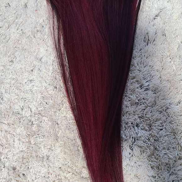 4 pc Red & Black Heat Resistant Hair Clip in Hair Extensions β¨οΈ 18 inch - Picture 5 of 8